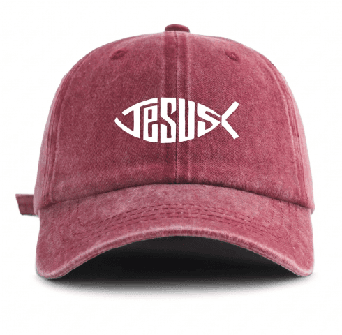 JESUS BURGUNDY HAT - 1