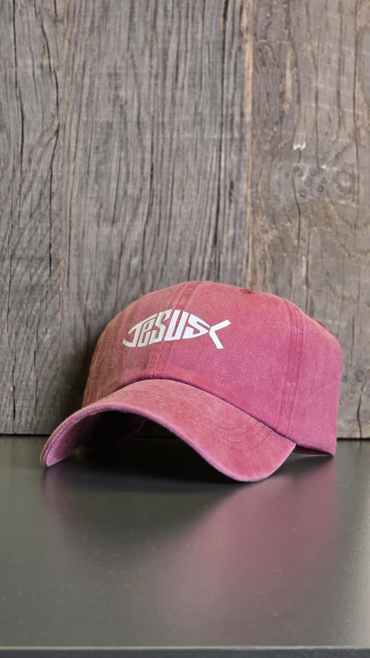 JESUS BURGUNDY HAT - 2
