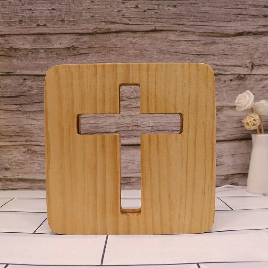 WOODEN CROSS 3D NIGHT LIGHT - 2