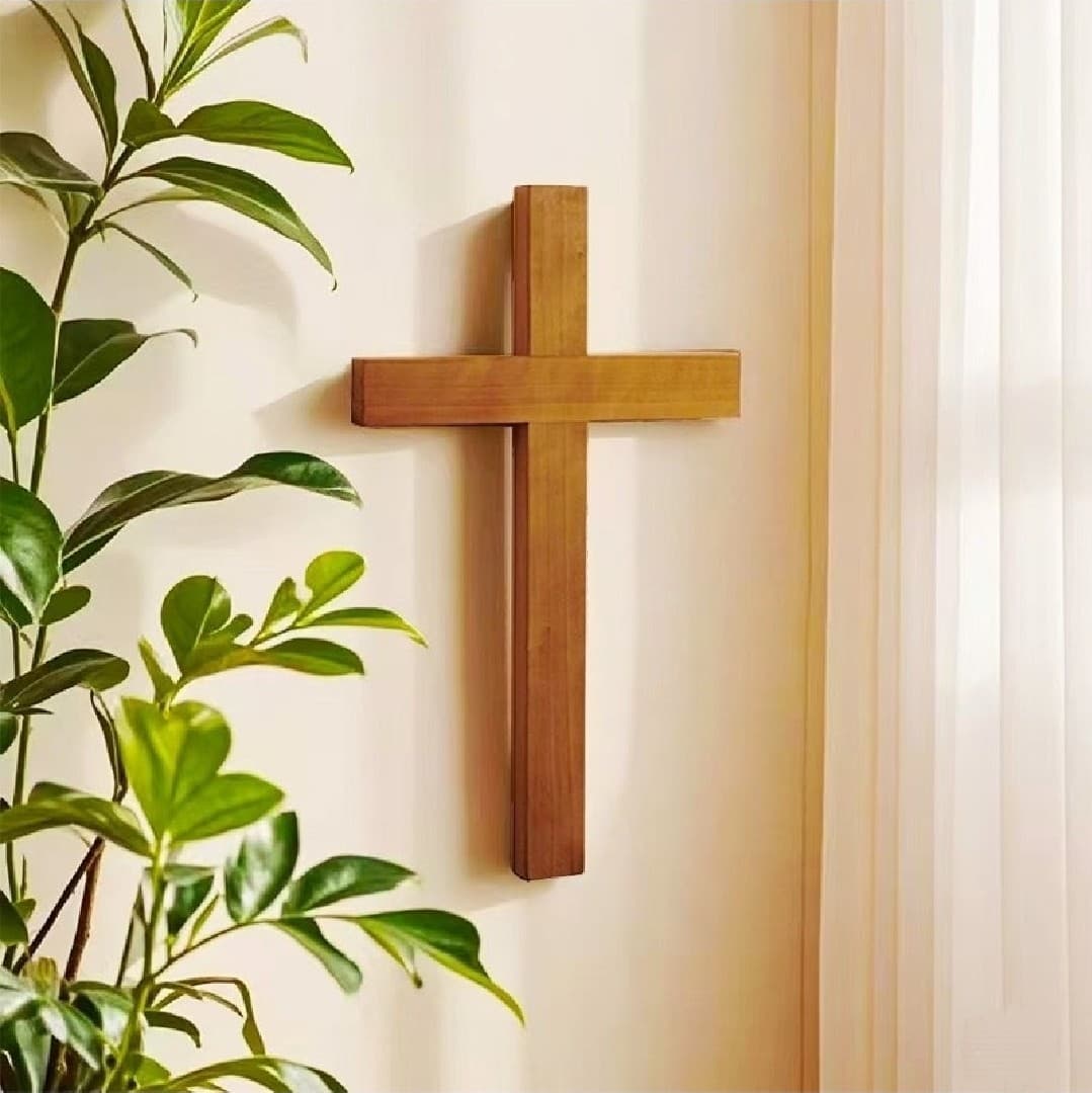 GOLDEN CHERRY WOOD CROSS - 1