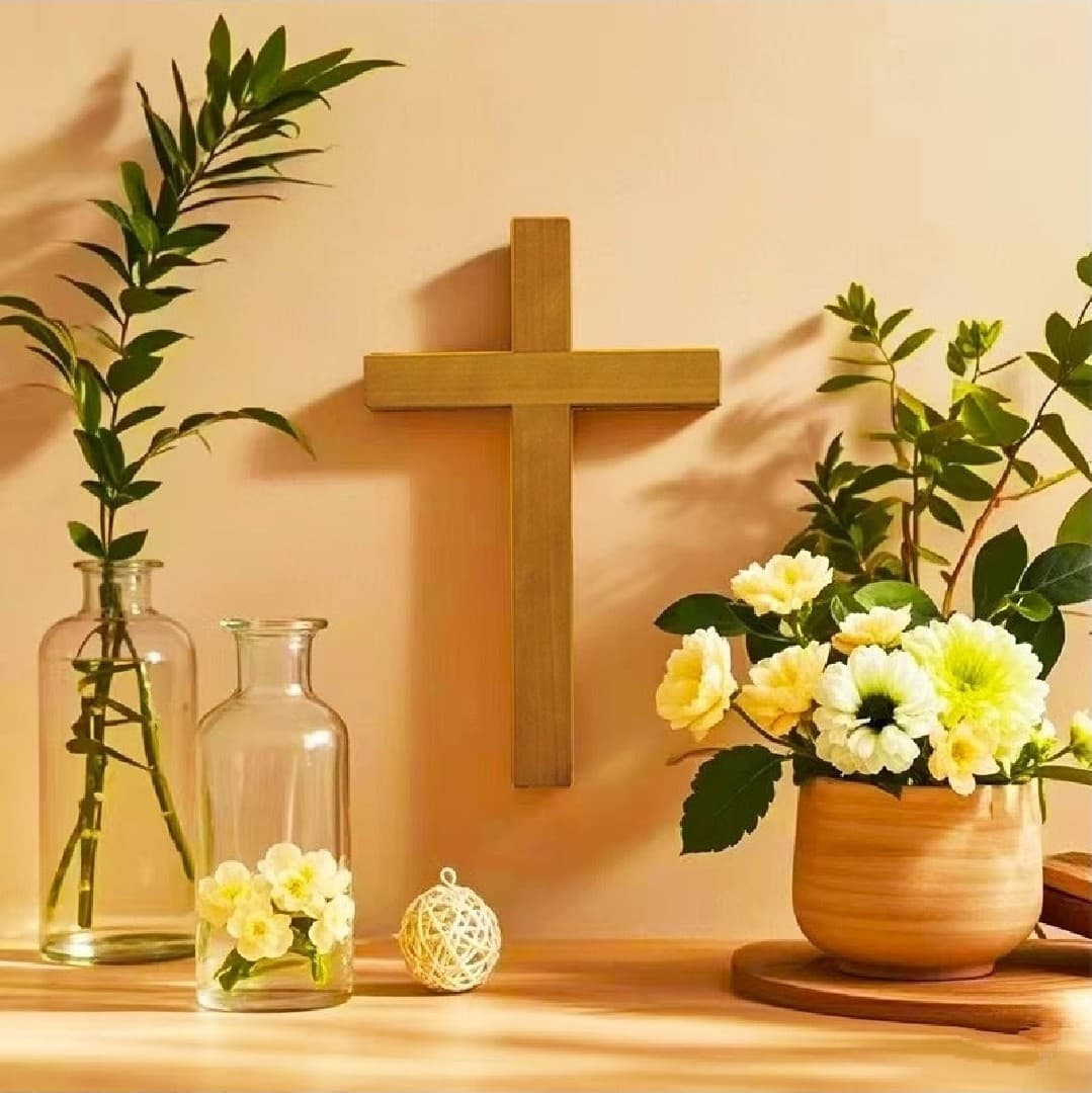 GOLDEN CHERRY WOOD CROSS - 3