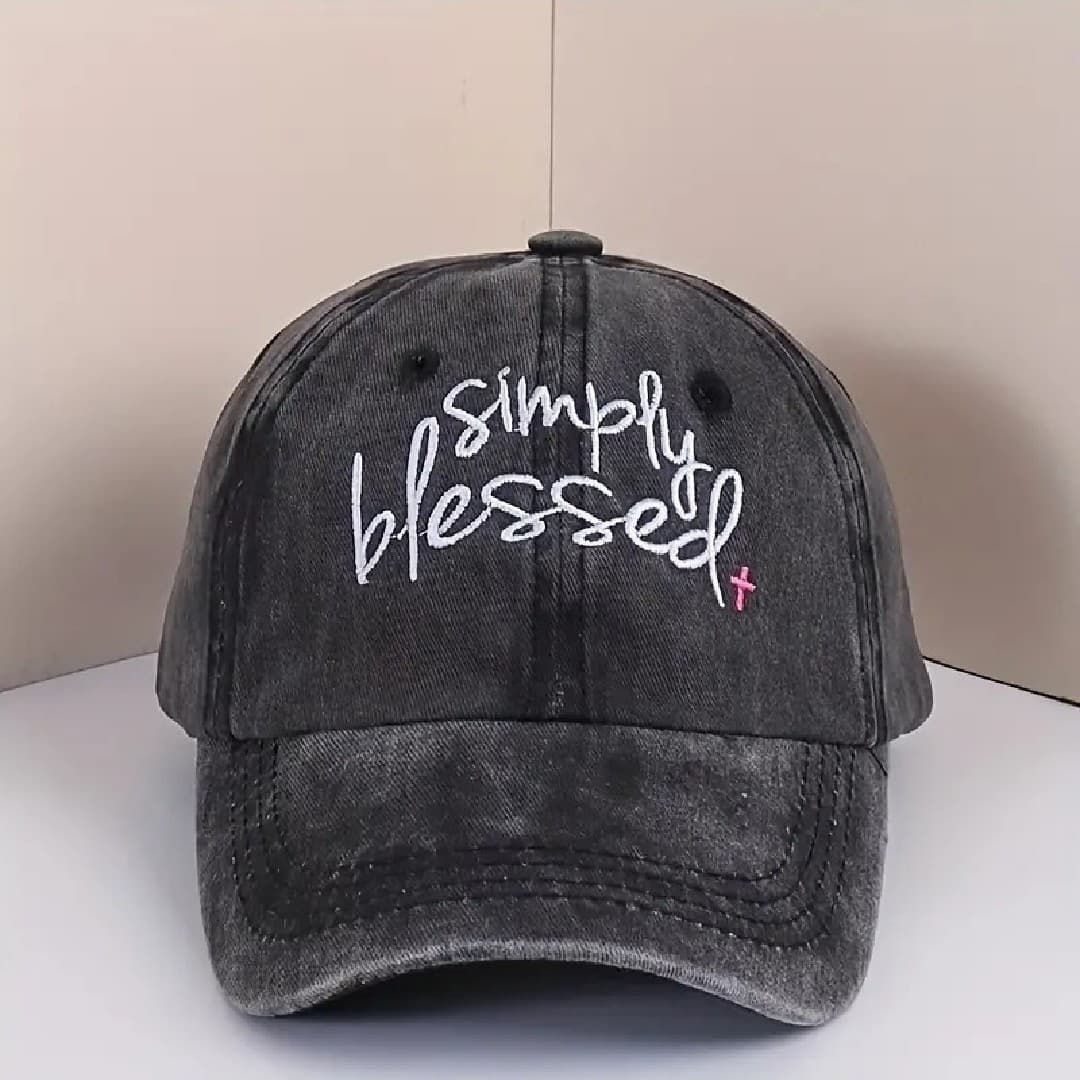 SIMPLY BLESSED BLACK HAT - 1