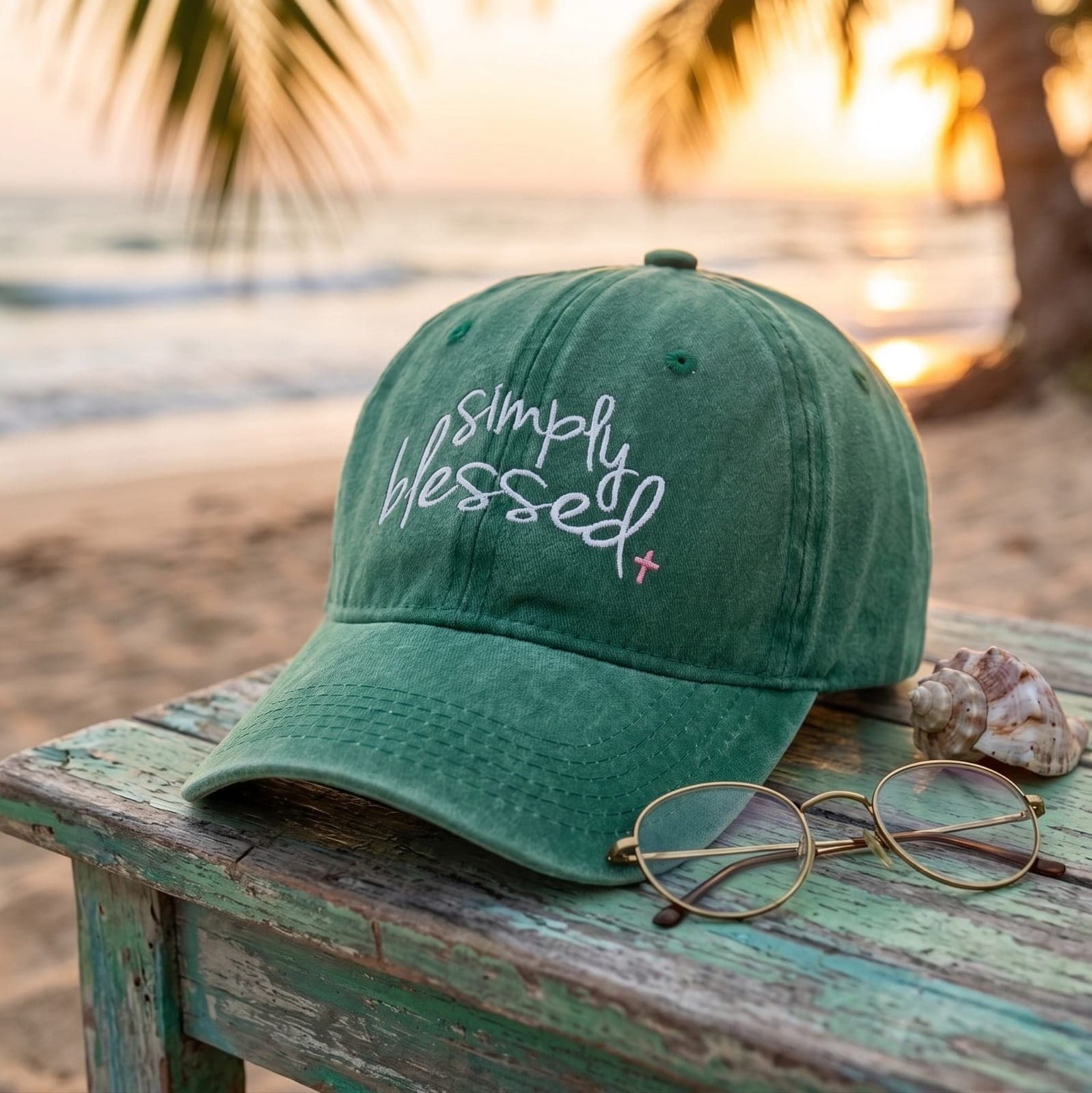 SIMPLY BLESSED GREEN HAT - 2