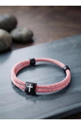 BABY PINK CROSS BRAIDED ROPE BRACELET thumbnail 1