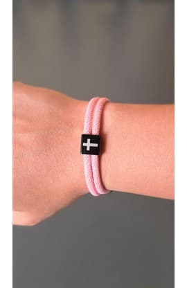BABY PINK CROSS BRAIDED ROPE BRACELET thumbnail 2