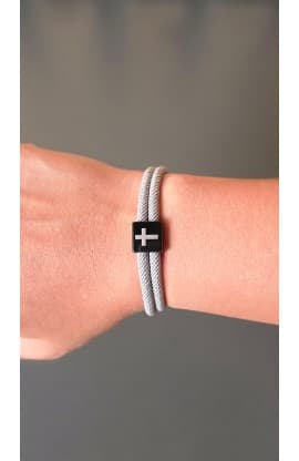 LIGHT GREY CROSS BRAIDED ROPE BRACELET thumbnail 2