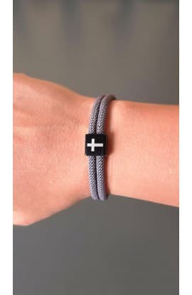 DARK GREY CROSS BRAIDED ROPE BRACELET thumbnail 2