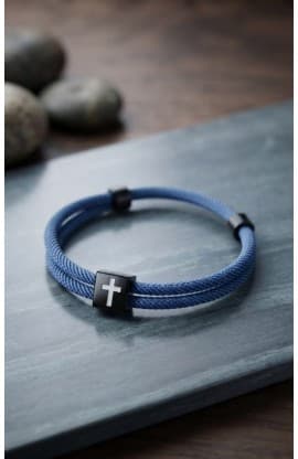 DENIM CROSS BRAIDED ROPE BRACELET thumbnail 1