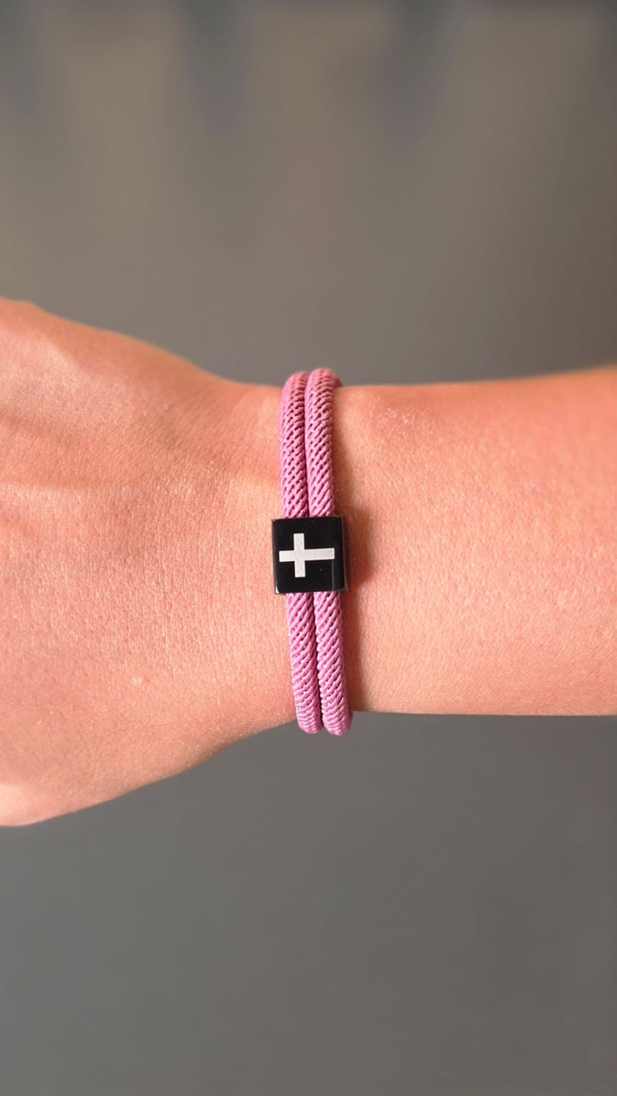 DUSTY ROSE CROSS BRAIDED ROPE BRACELET - 2