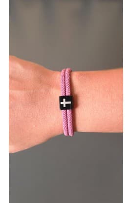 DUSTY ROSE CROSS BRAIDED ROPE BRACELET thumbnail 2