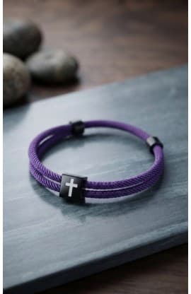 DEEP PURPLE CROSS BRAIDED ROPE BRACELET thumbnail 1