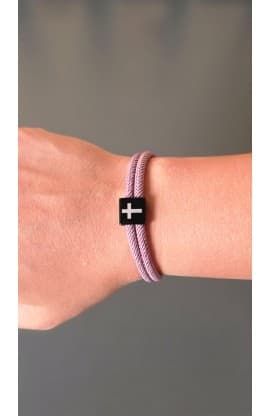 MUTED PURPLE CROSS BRAIDED ROPE BRACELET thumbnail 2
