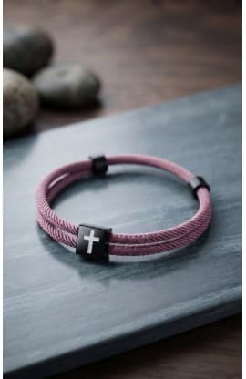 MUTED PURPLE CROSS BRAIDED ROPE BRACELET thumbnail 1