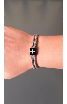 BROWN CROSS BRAIDED ROPE BRACELET thumbnail 2