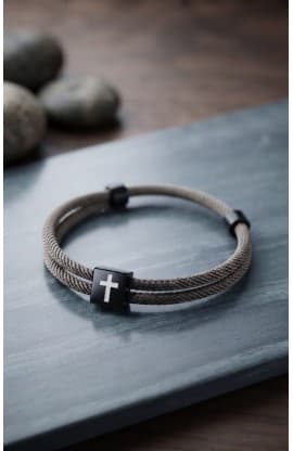 BROWN CROSS BRAIDED ROPE BRACELET thumbnail 1