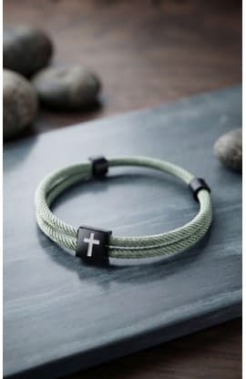 STEEL BLUE CROSS BRAIDED ROPE BRACELET thumbnail 1