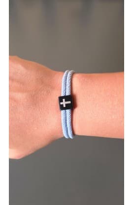 LIGHT BLUE CROSS BRAIDED ROPE BRACELET thumbnail 2