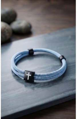 LIGHT BLUE CROSS BRAIDED ROPE BRACELET thumbnail 1