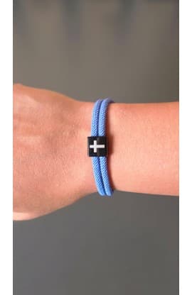 MEDIUM BLUE CROSS BRAIDED ROPE BRACELET thumbnail 2