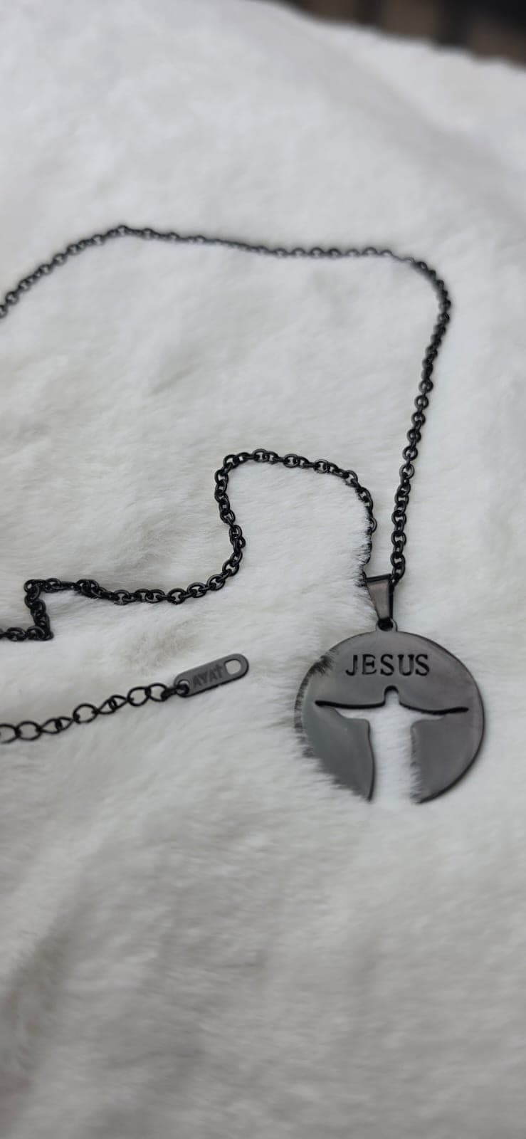 JESUS REDEEMER BLACK NECKLACE - 4