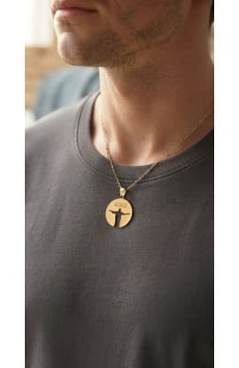 JESUS REDEEMER GOLD PLATED NECKLACE thumbnail 2