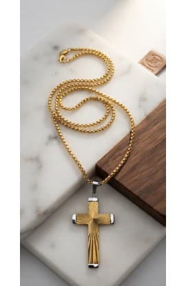 RADIANT CROSS GOLD PLATED NECKLACE thumbnail 5