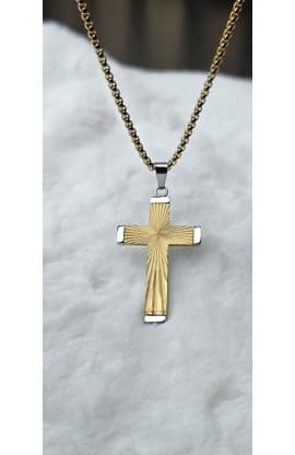 RADIANT CROSS GOLD PLATED NECKLACE thumbnail 3