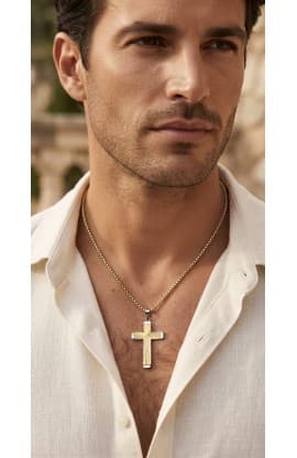 RADIANT CROSS GOLD PLATED NECKLACE thumbnail 4