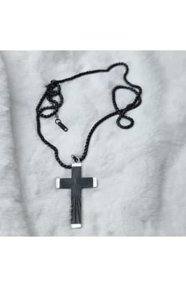 RADIANT CROSS BLACK NECKLACE thumbnail 3