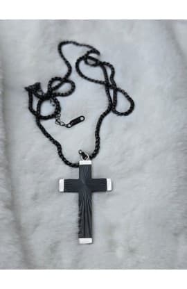 RADIANT CROSS BLACK NECKLACE thumbnail 5