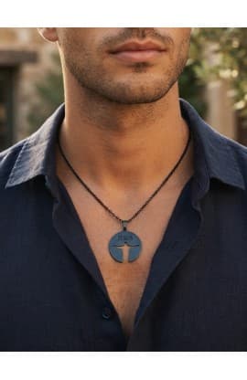 JESUS REDEEMER BLACK NECKLACE thumbnail 2