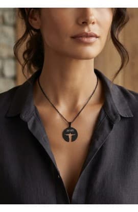 JESUS REDEEMER BLACK NECKLACE thumbnail 3