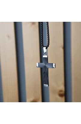 RADIANT CROSS BLACK NECKLACE thumbnail 4