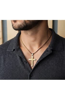 RADIANT CROSS GOLD PLATED NECKLACE thumbnail 1