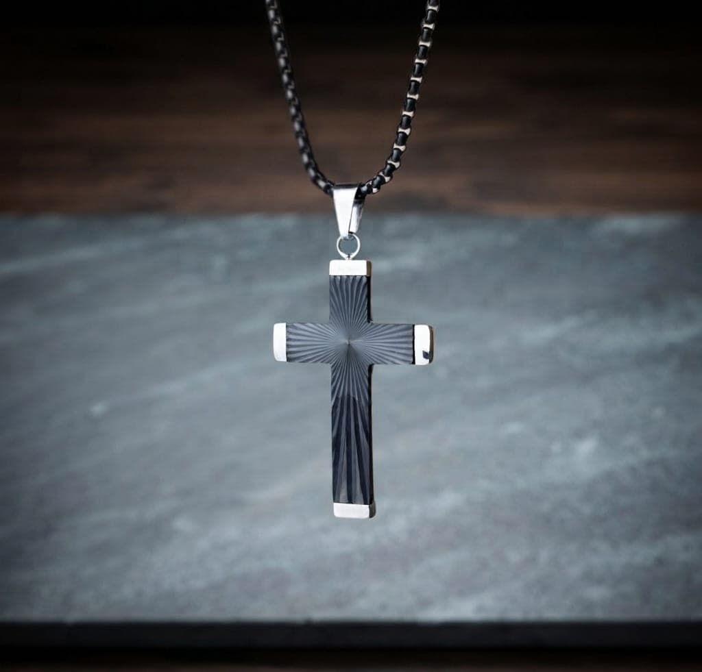 RADIANT CROSS BLACK NECKLACE - 2
