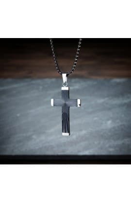 RADIANT CROSS BLACK NECKLACE thumbnail 2