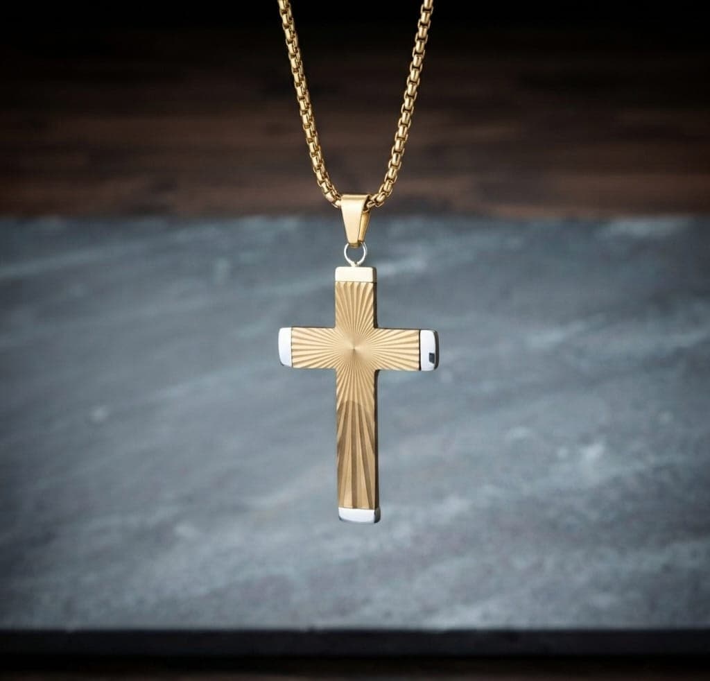 RADIANT CROSS GOLD PLATED NECKLACE - 2