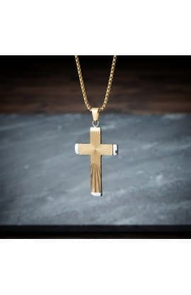 RADIANT CROSS GOLD PLATED NECKLACE thumbnail 2