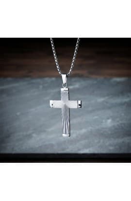 RADIANT CROSS SILVER NECKLACE thumbnail 2
