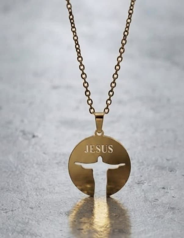JESUS REDEEMER GOLD PLATED NECKLACE - 1