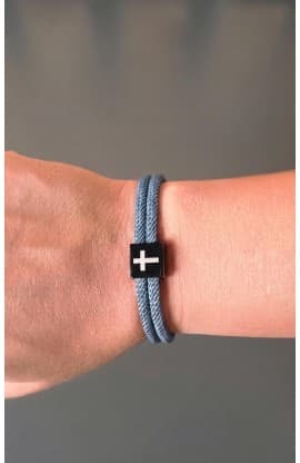 STEEL BLUE CROSS BRAIDED ROPE BRACELET thumbnail 2