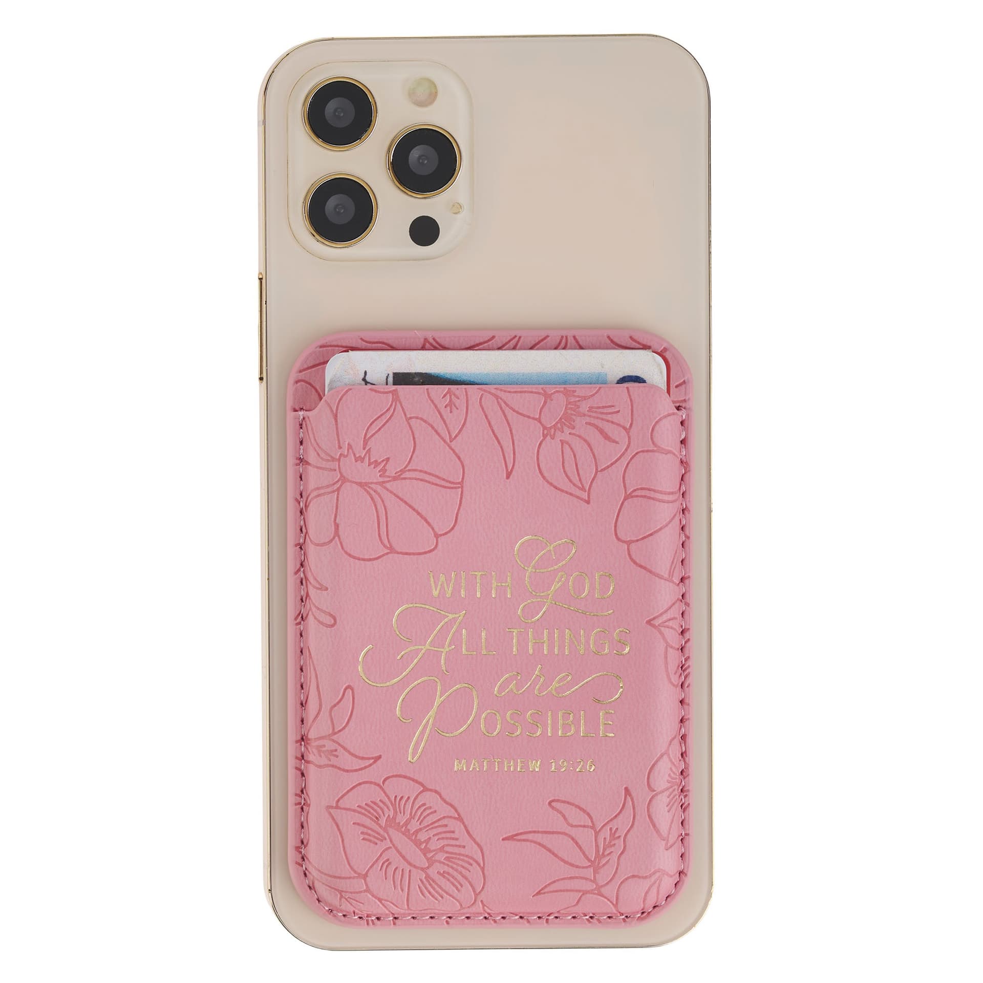 Phone Wallet Magnetic Pink With God All Things Matt 19:26 - 4