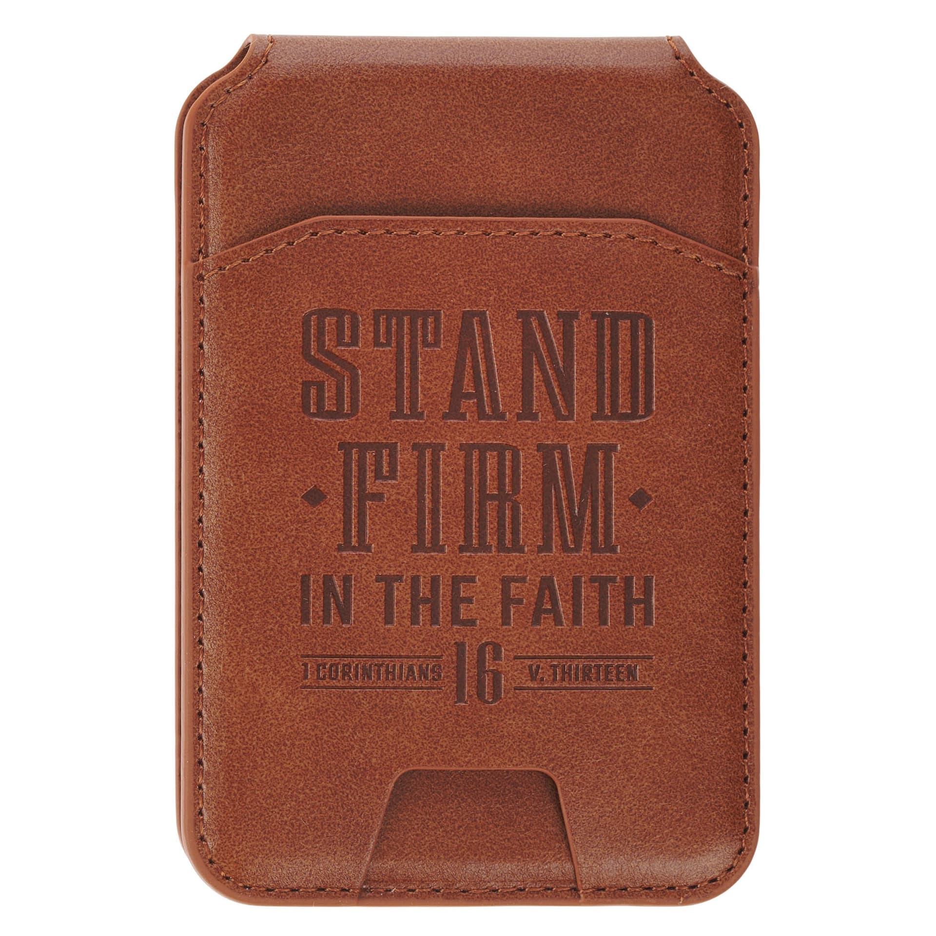 Phone Wallet Magnetic Leather Brown Stand Firm 1 Cor 16:13 - 1