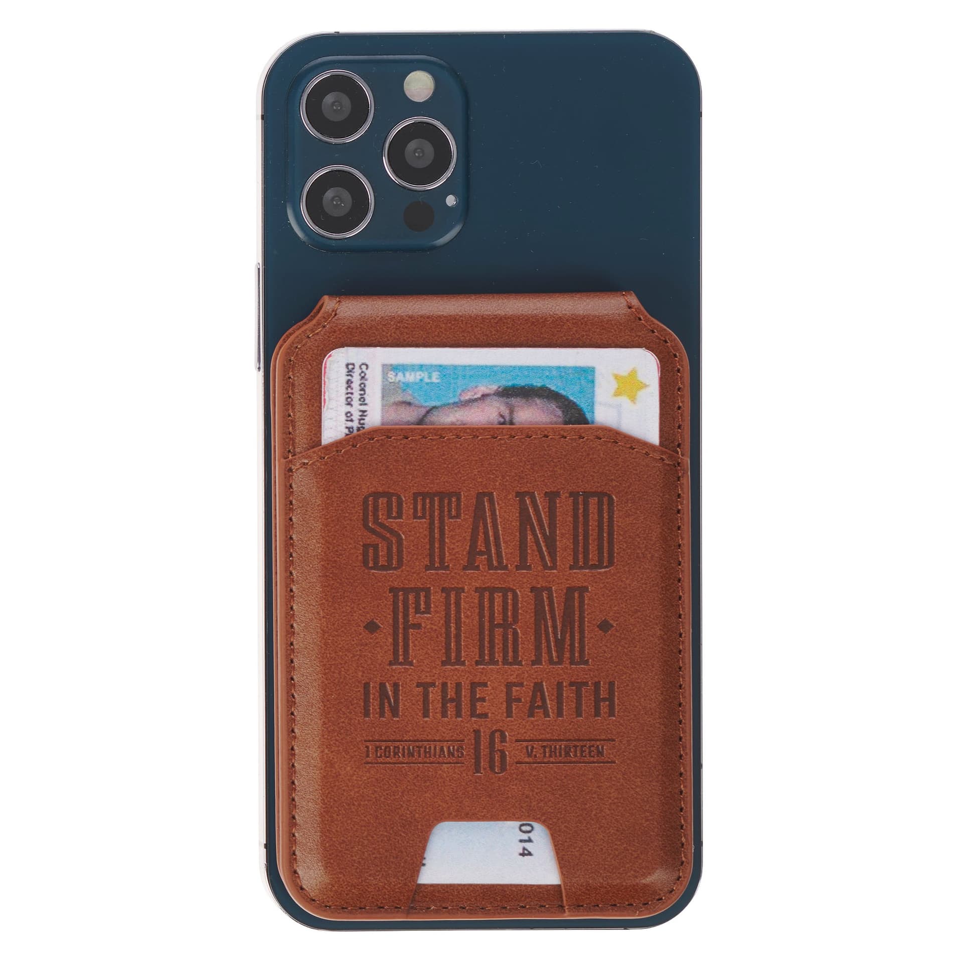 Phone Wallet Magnetic Leather Brown Stand Firm 1 Cor 16:13 - 5