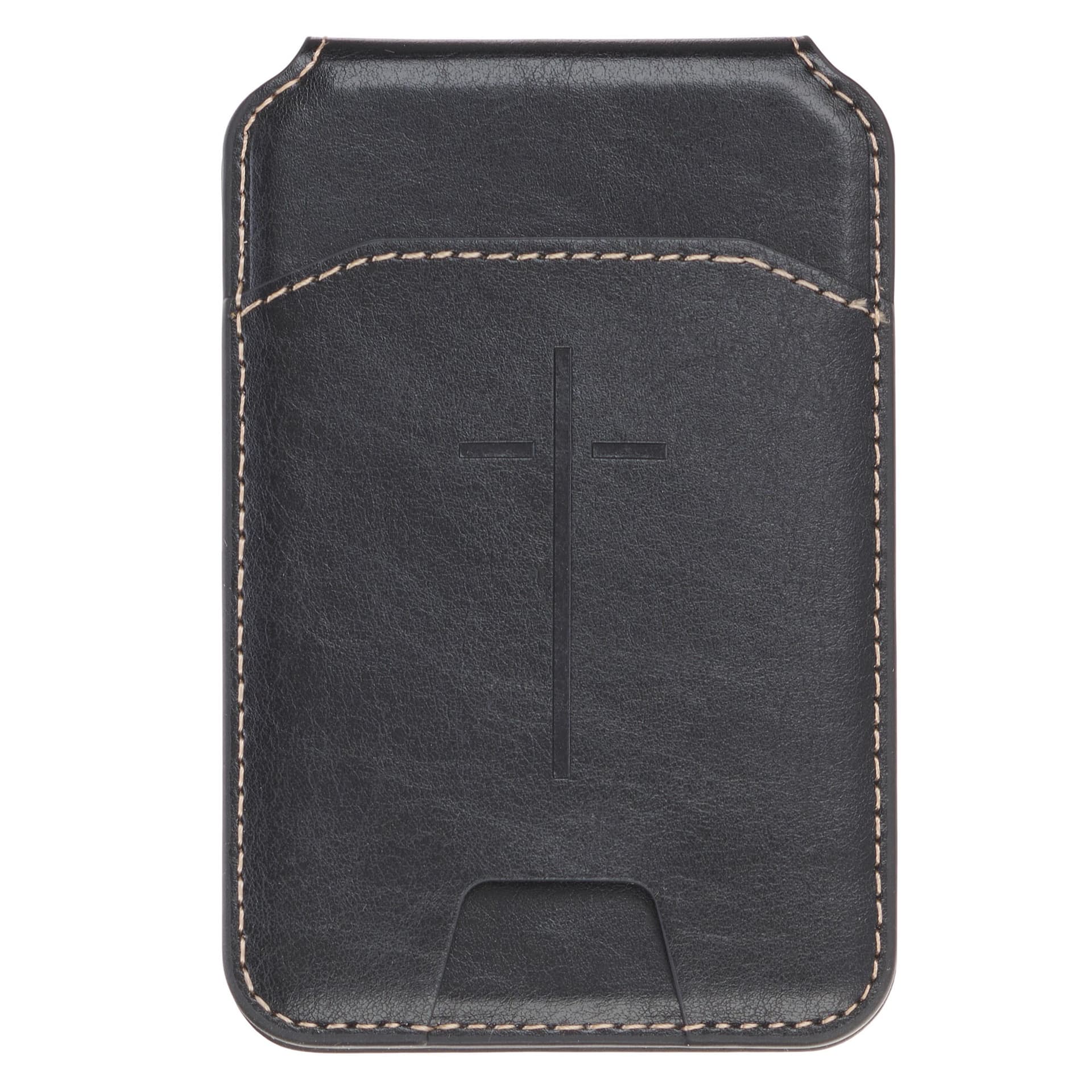 Phone Wallet Magnetic Leather Black Cross - 1
