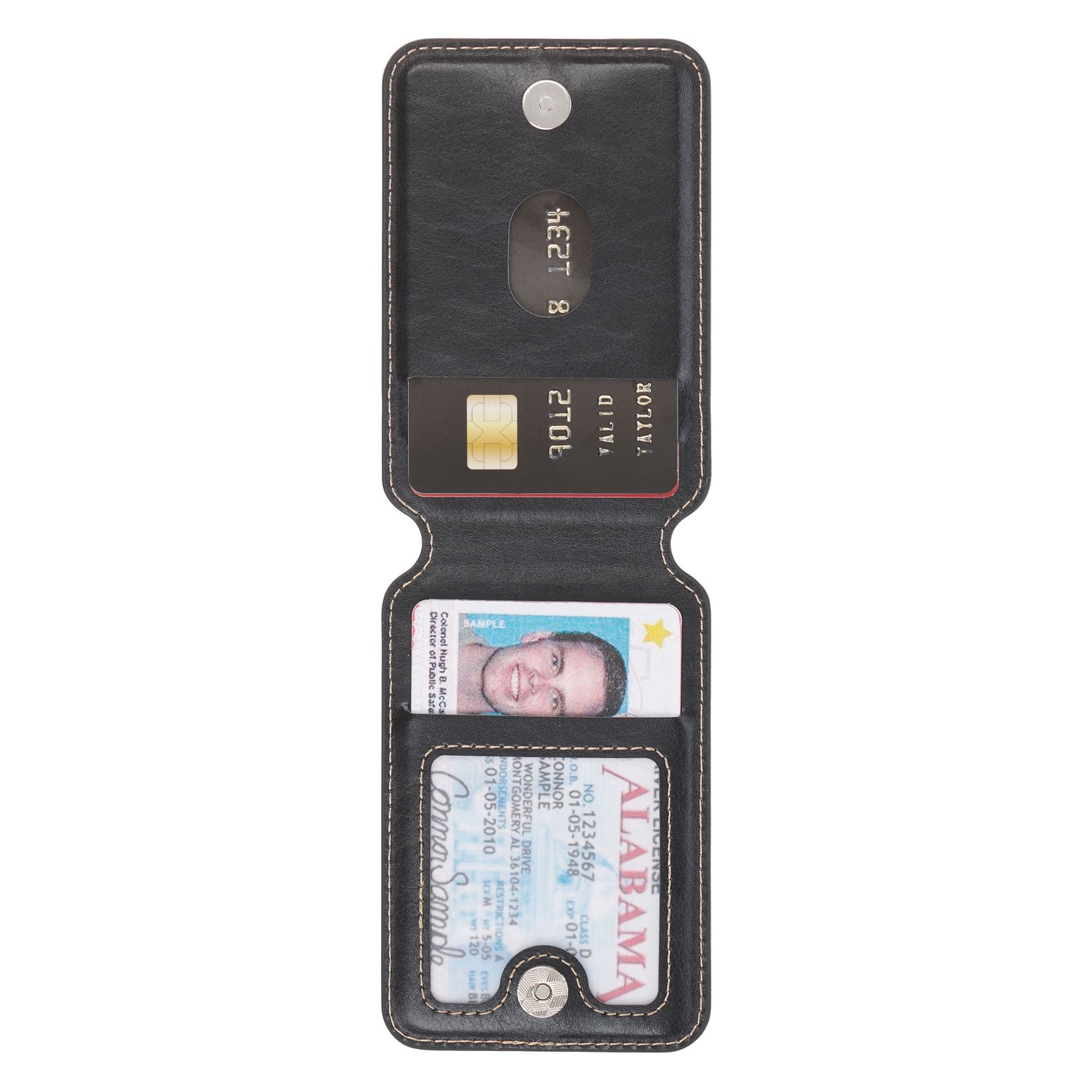 Phone Wallet Magnetic Leather Black Cross - 4