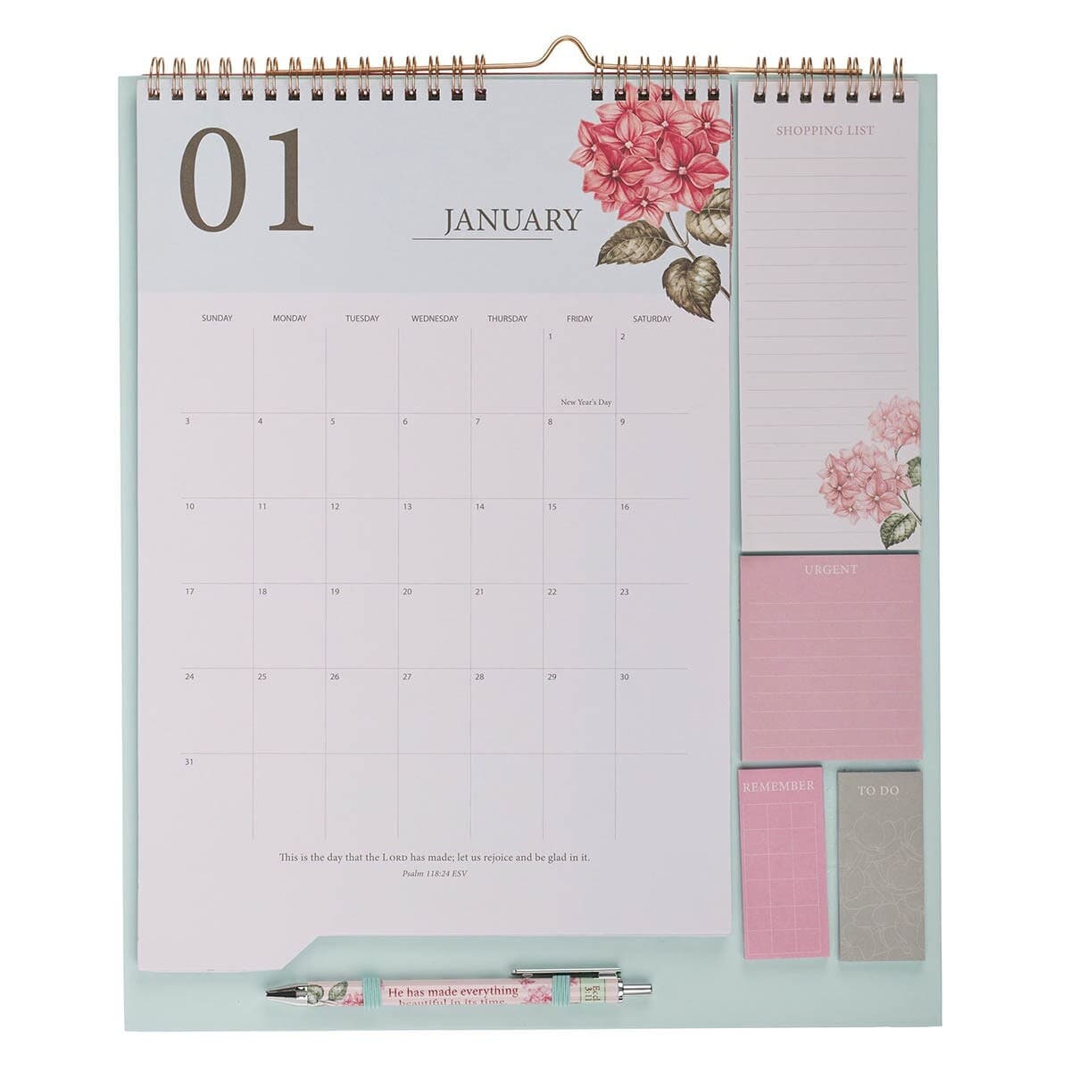 Calendar/Stationery set w/pen Rose & Hydrangeas Ecc 3:11 - 3