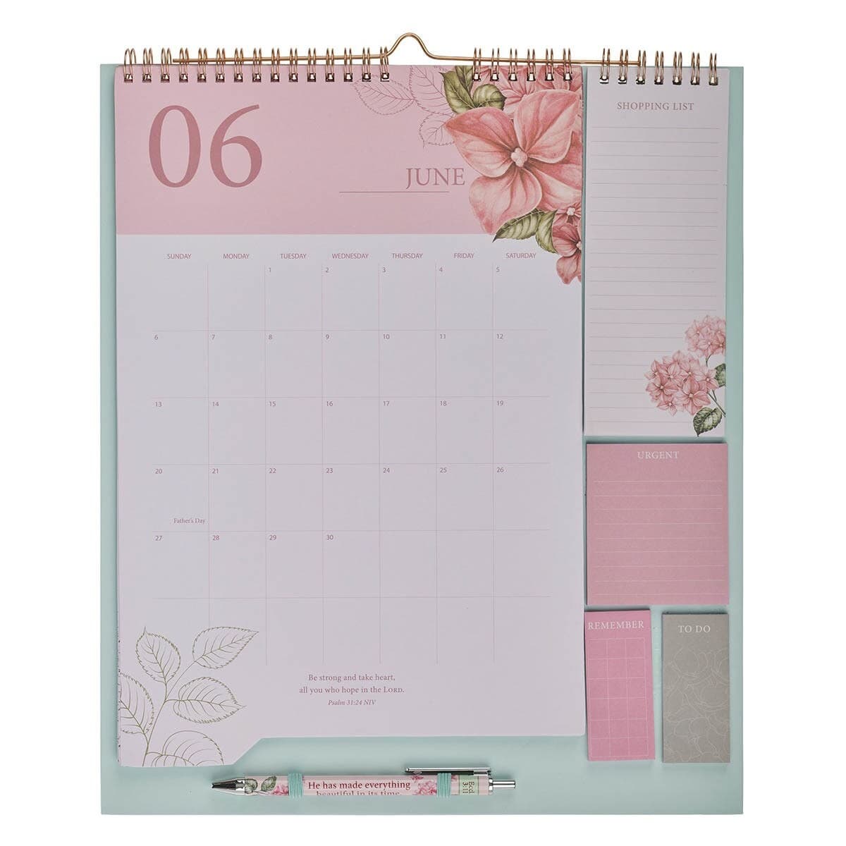 Calendar/Stationery set w/pen Rose & Hydrangeas Ecc 3:11 - 4