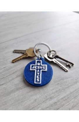 JESUS SAVES NFC TAG BLUE thumbnail 2