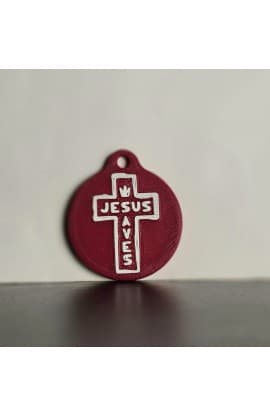 JESUS SAVES NFC TAG RED thumbnail 1